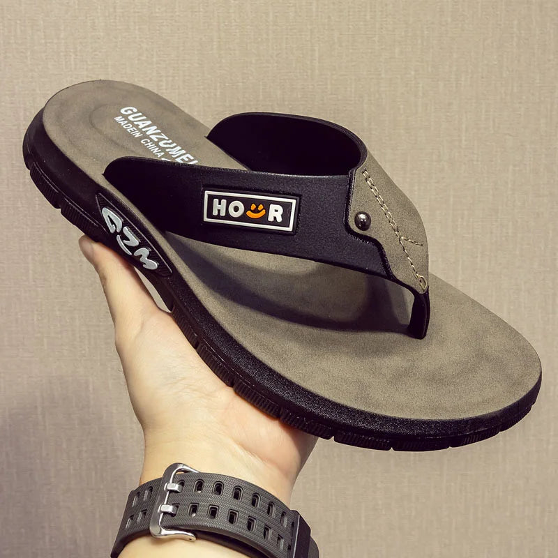 Men's slippers, beach shoes, summer wear, anti-slip, anti-pinch, wear-resistant, odor-resistant, thick-soled