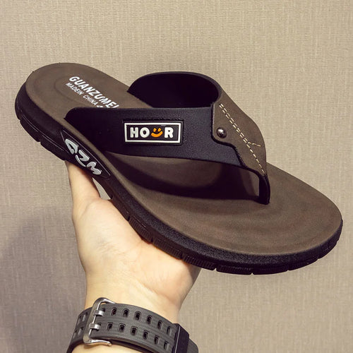 Men's slippers, beach shoes, summer wear, anti-slip, anti-pinch, wear-resistant, odor-resistant, thick-soled