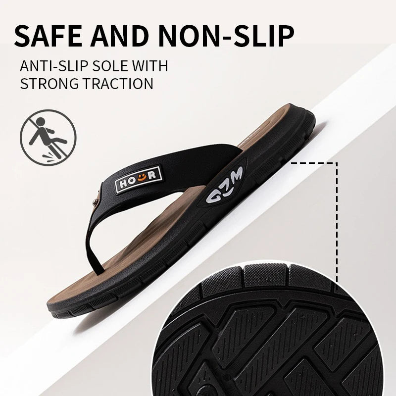 Men's slippers, beach shoes, summer wear, anti-slip, anti-pinch, wear-resistant, odor-resistant, thick-soled