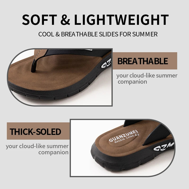 Men's slippers, beach shoes, summer wear, anti-slip, anti-pinch, wear-resistant, odor-resistant, thick-soled